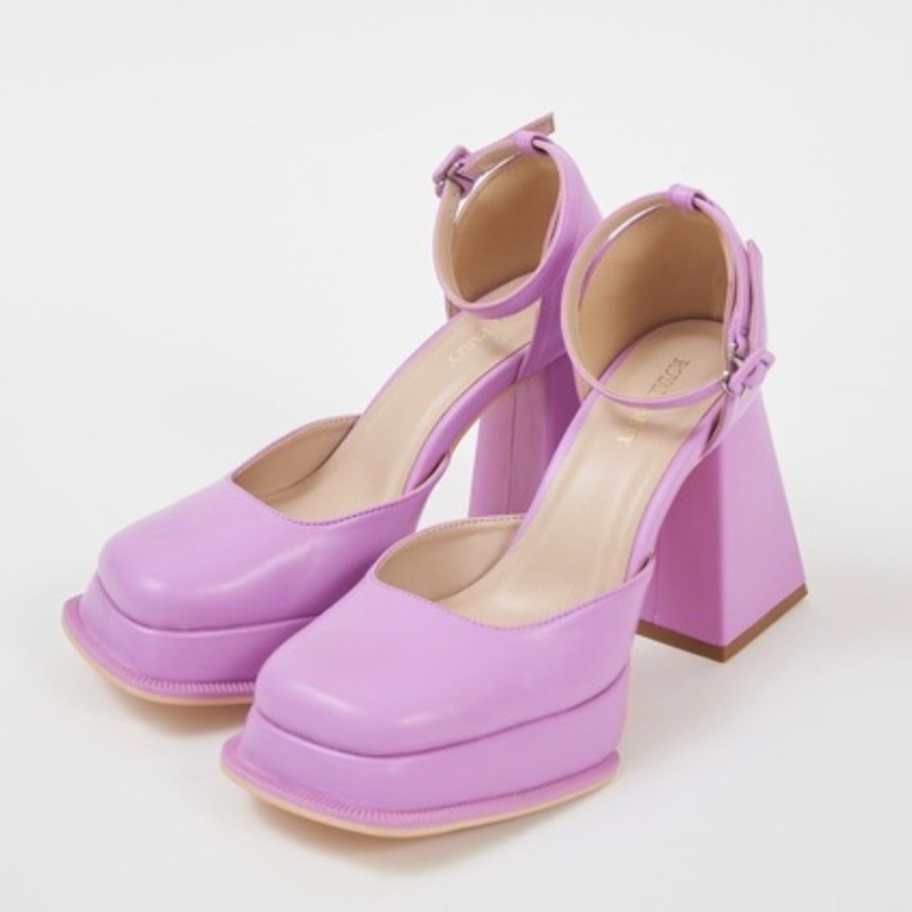 Bata purple chunky high heel sandals - Picture 3 of 11